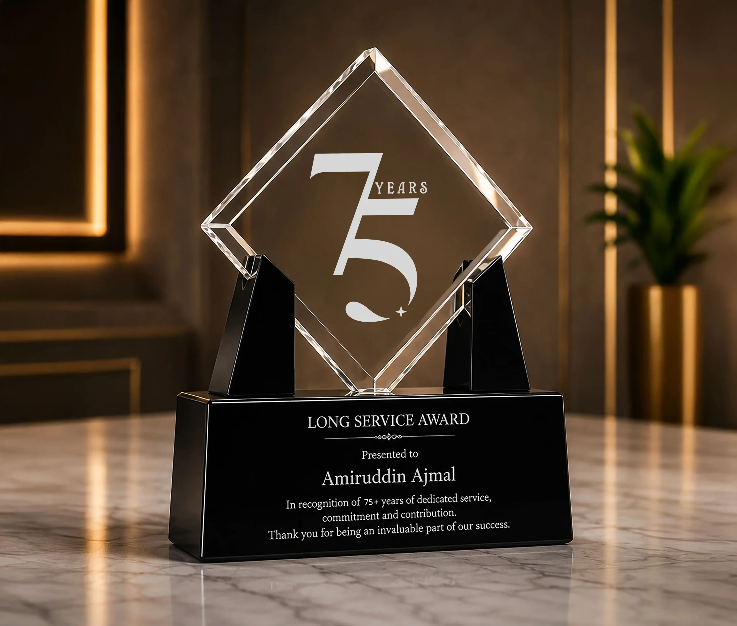 Diamond Shape Crystal Trophy