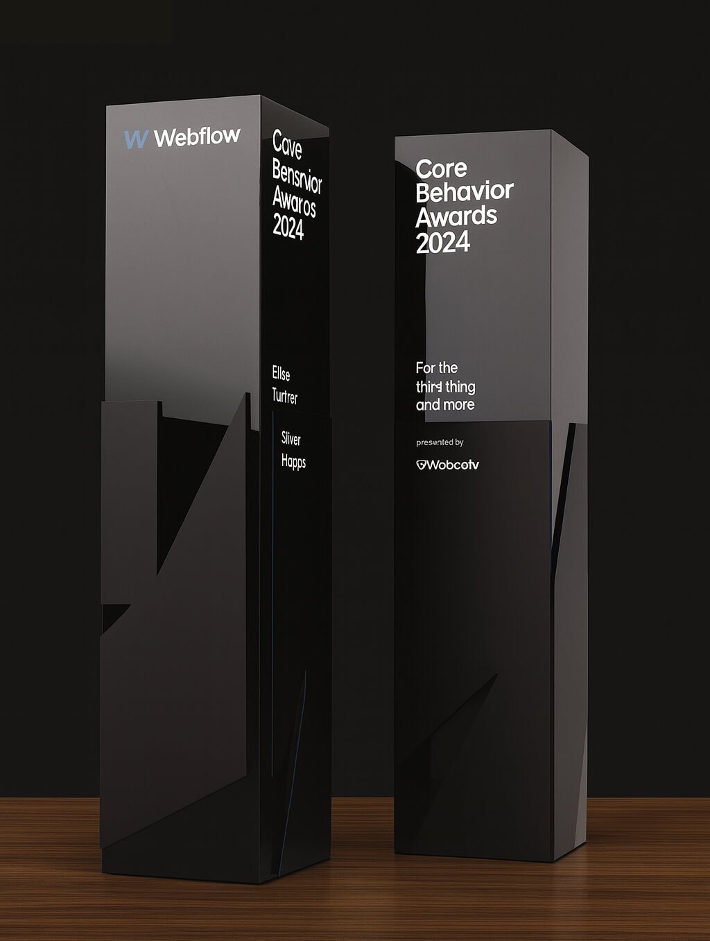 Black crystal self-standing trophy