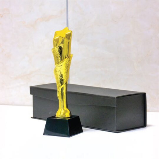 Award Trophy Star edges joint slanted full gold with black base