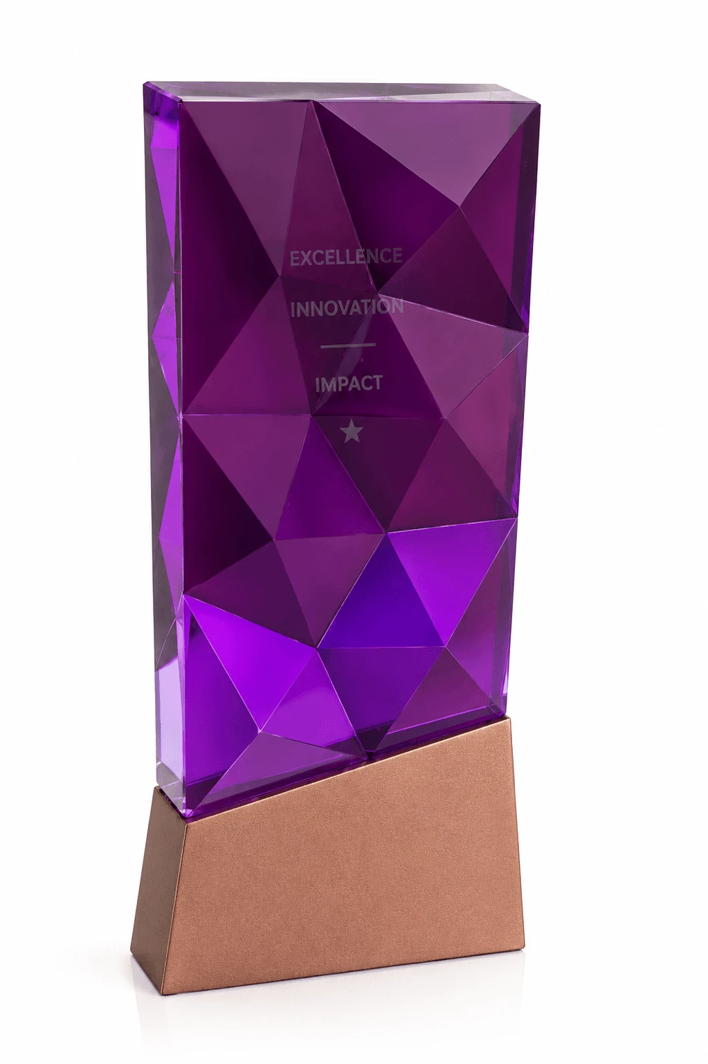 Customised Crystal Trophy with Diamond cut pieces