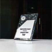 Black Stone Plaque Award with Metal Plate