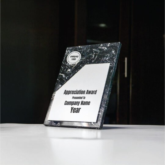 Black Stone Plaque Award with Metal Plate