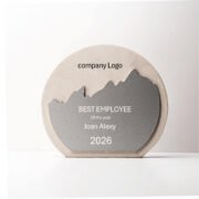 White Stone Plaque Award With Metal Plate