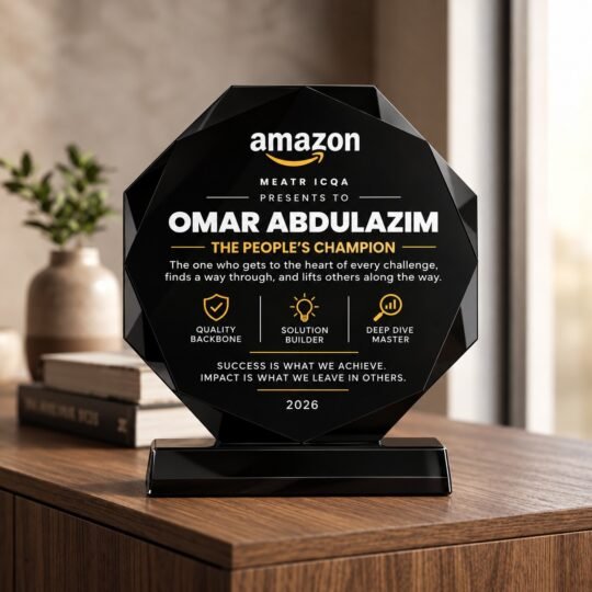 Octagon Crystal Award - Blk