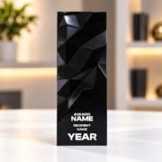 Black Geometric Faceted Crystal Award