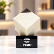 Diamond Corner Crystal Award with Black Base