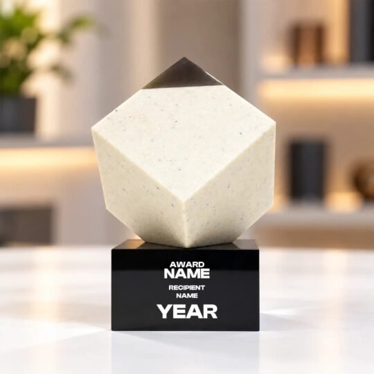 Diamond Corner Crystal Award with Black Base