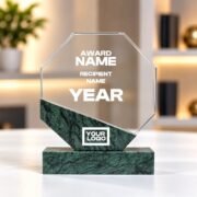 Green Marble Octagonal Crystal Award