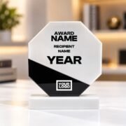 White Marble Octagonal Crystal Award