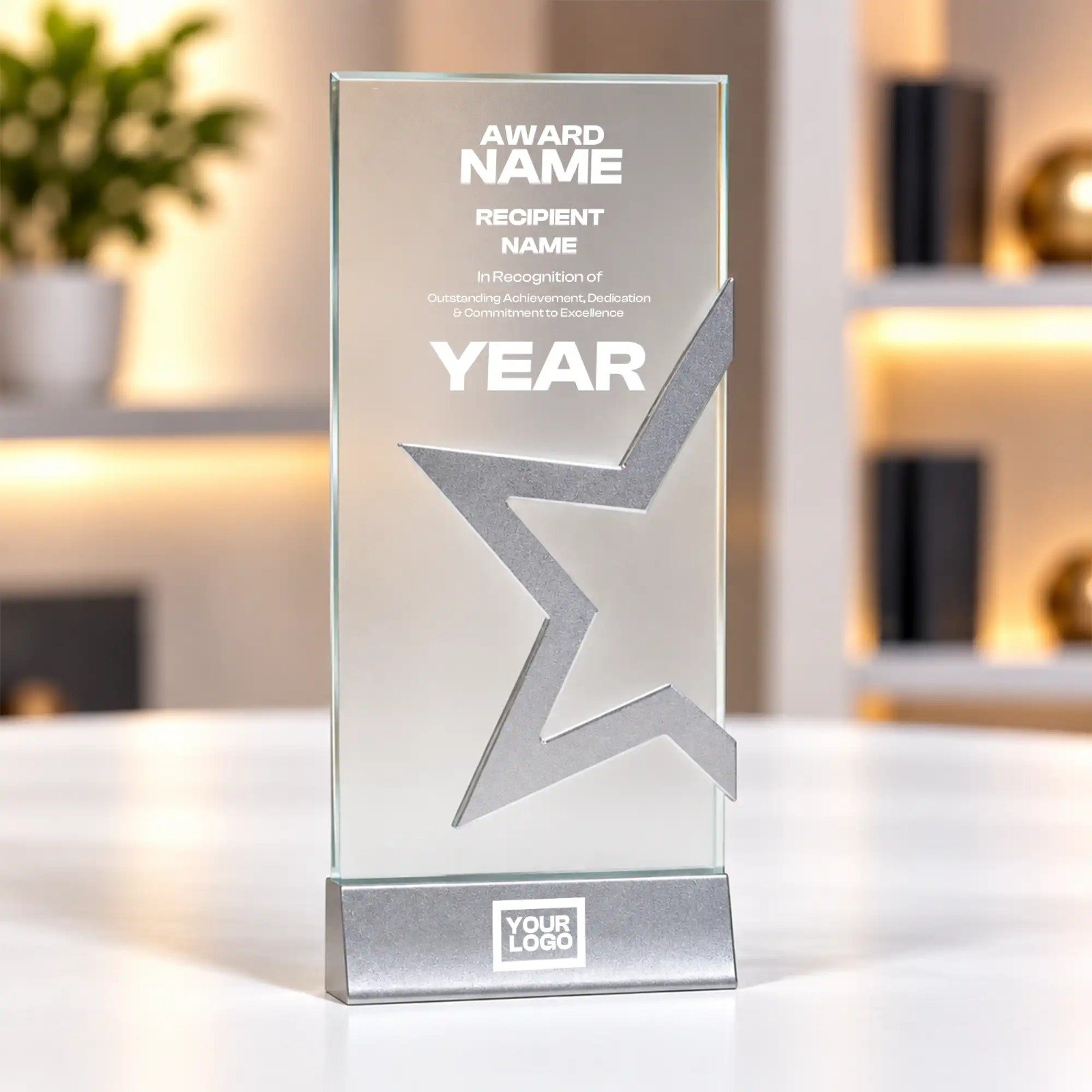 Silver Star Geometric Crystal Award