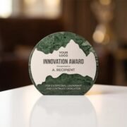 Round Green Stone Plaque Award