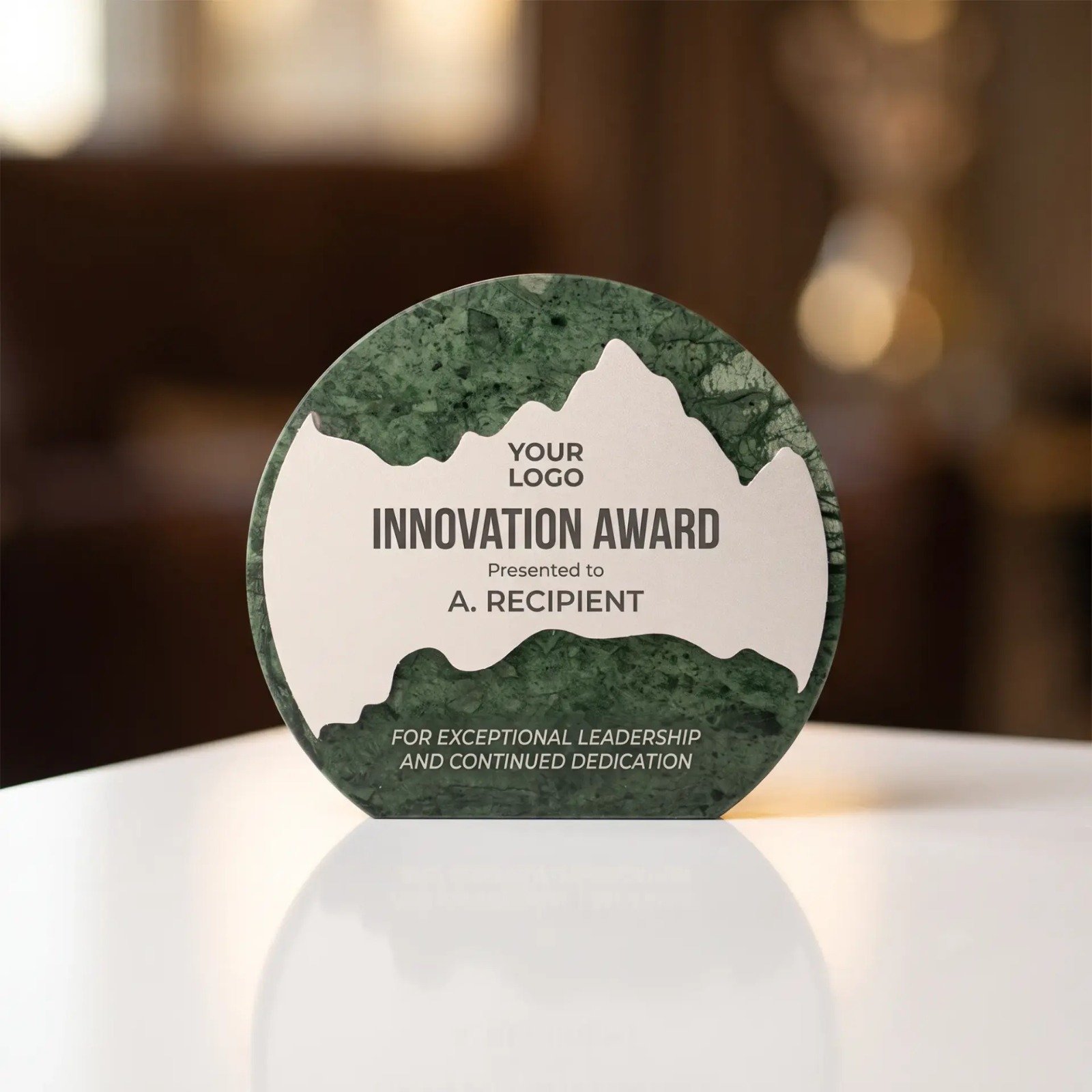 Round Green Stone Plaque Award