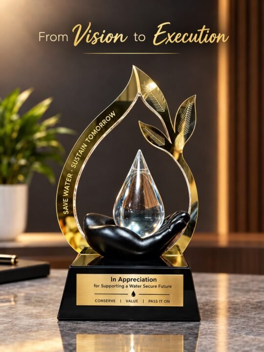 3D Crystal Water Drop Sustainable Trophy