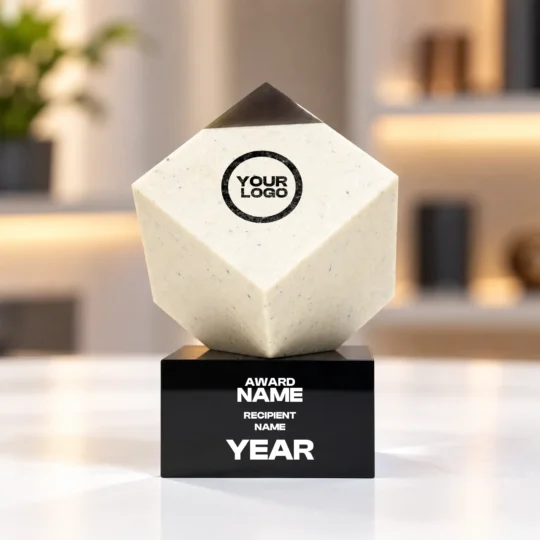 Diamond Corner Crystal Award with Black Base