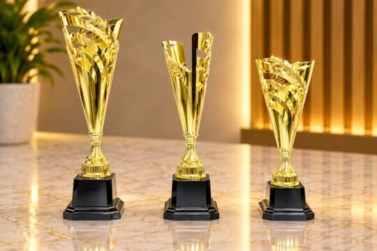 Gold Leaf Trophy with Black Base