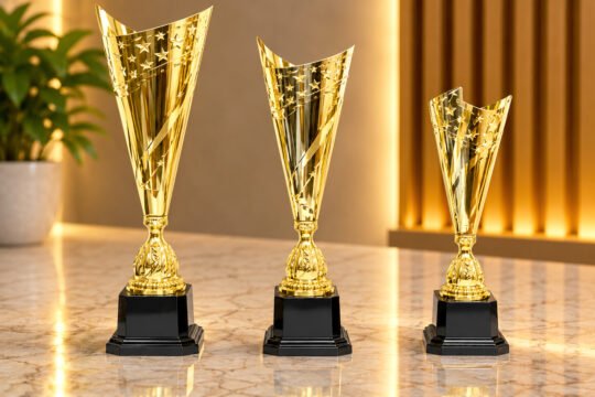 Two Tone Star Metal Trophy with Black Base