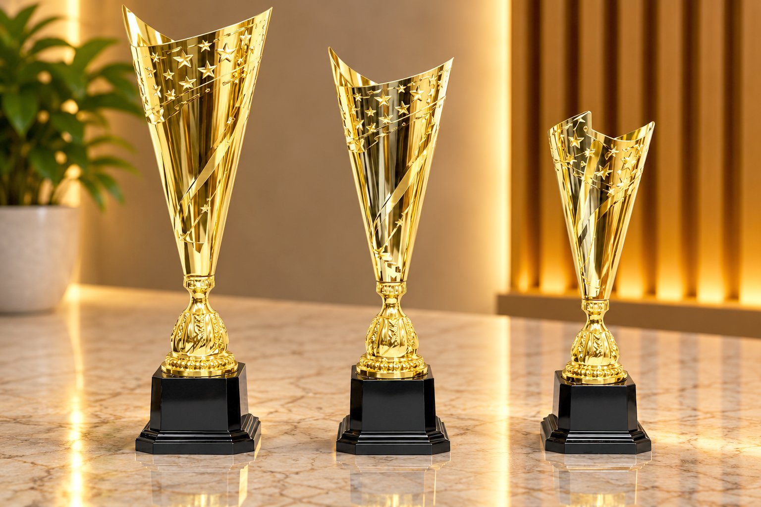 Two Tone Star Metal Trophy with Black Base