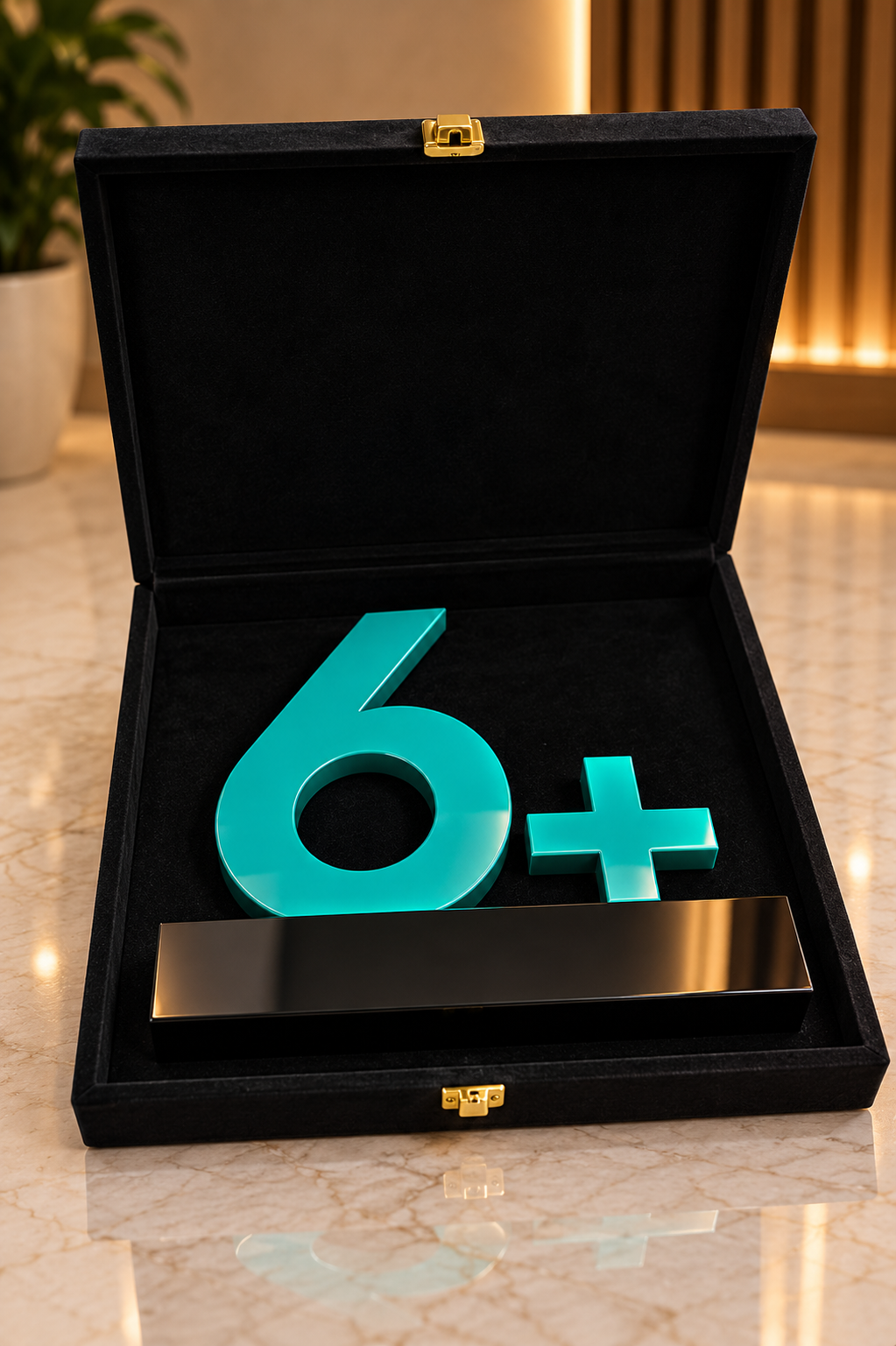 6+ Crystal Desk Award with Black Crystal Base - Image 3