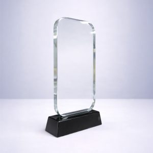 Crystal trophy with a black crystal base - MOQ 50 pcs
