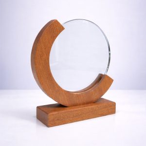 Crystal trophy with a wooden base - MOQ 50 pcs