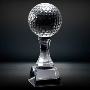 Crystal golf ball trophy